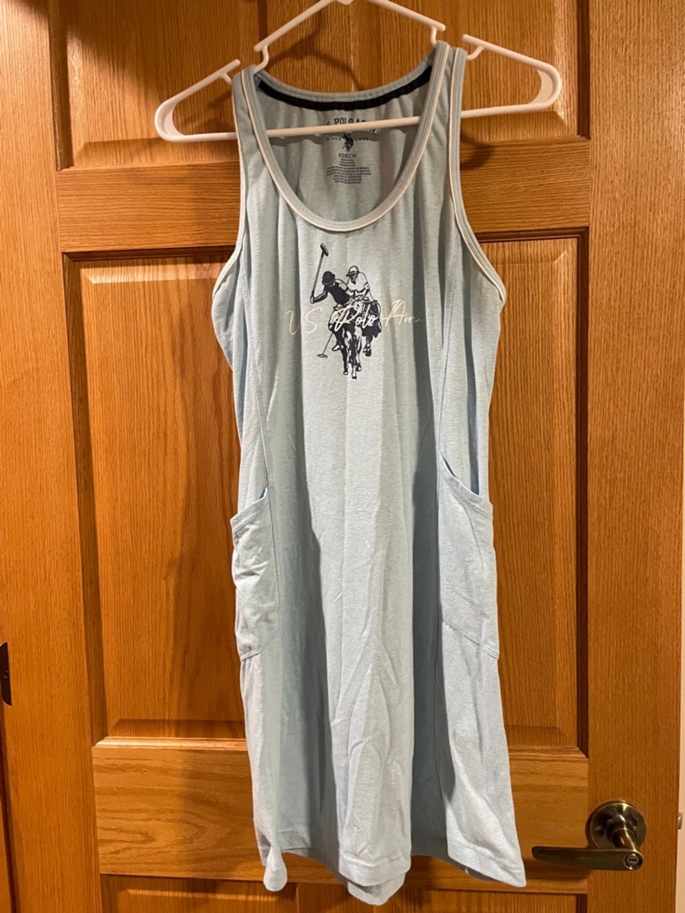 U.S. Polo Assn. Light Blue Tank Mini Dress with Navy Logo